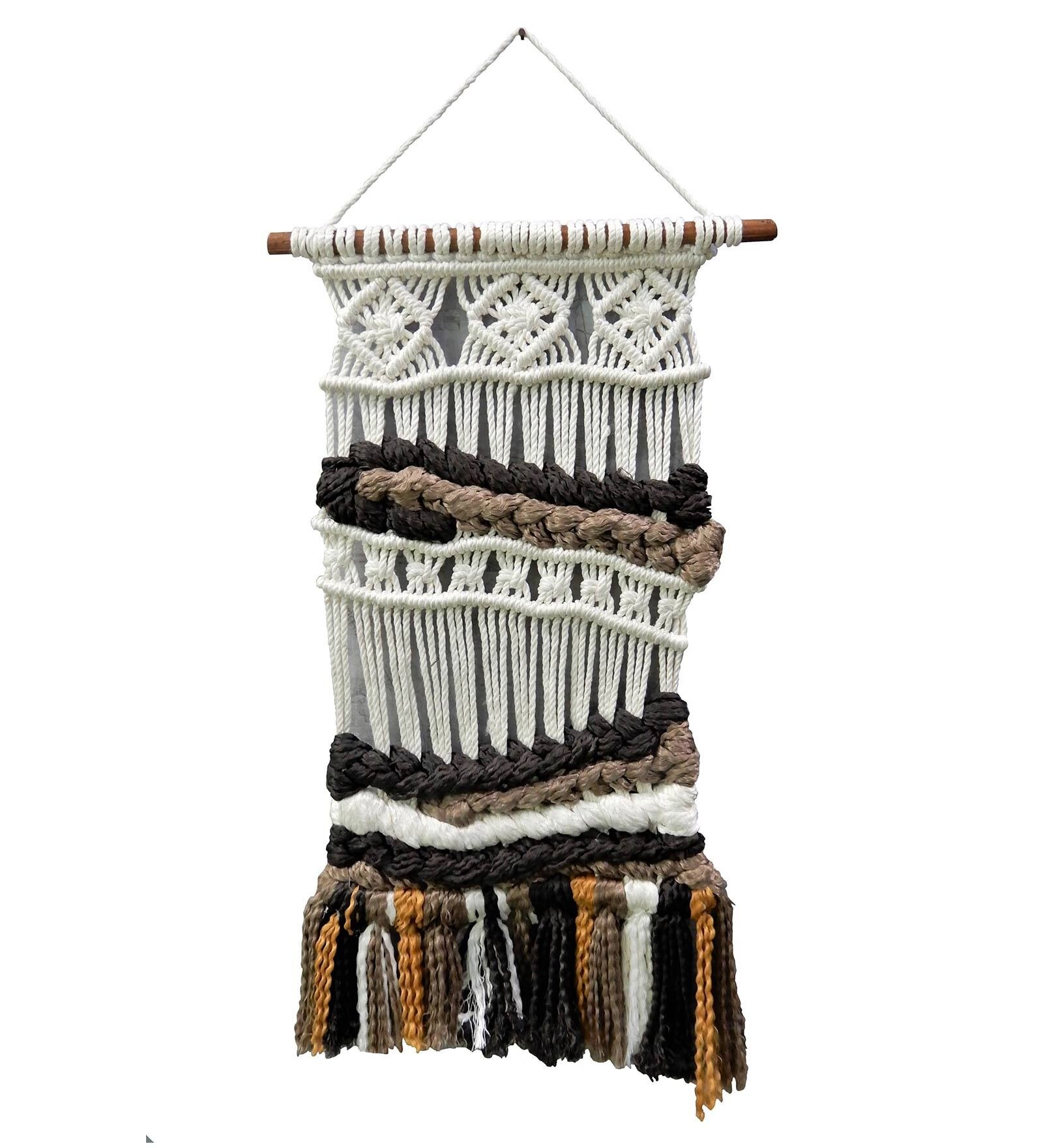 White Boho Handmade Wooden Wall Art